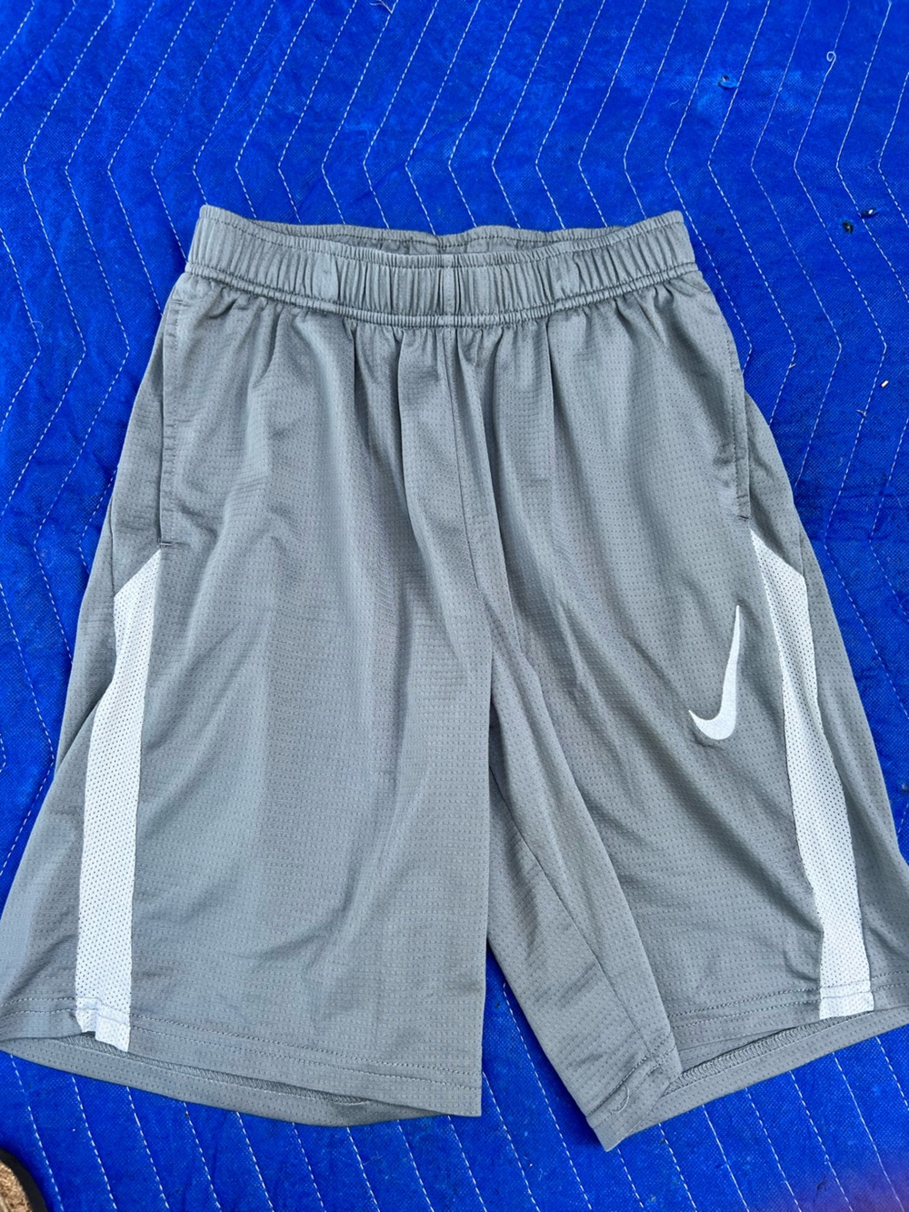 Nike Boys Grey Athletic Shorts with White Swoosh